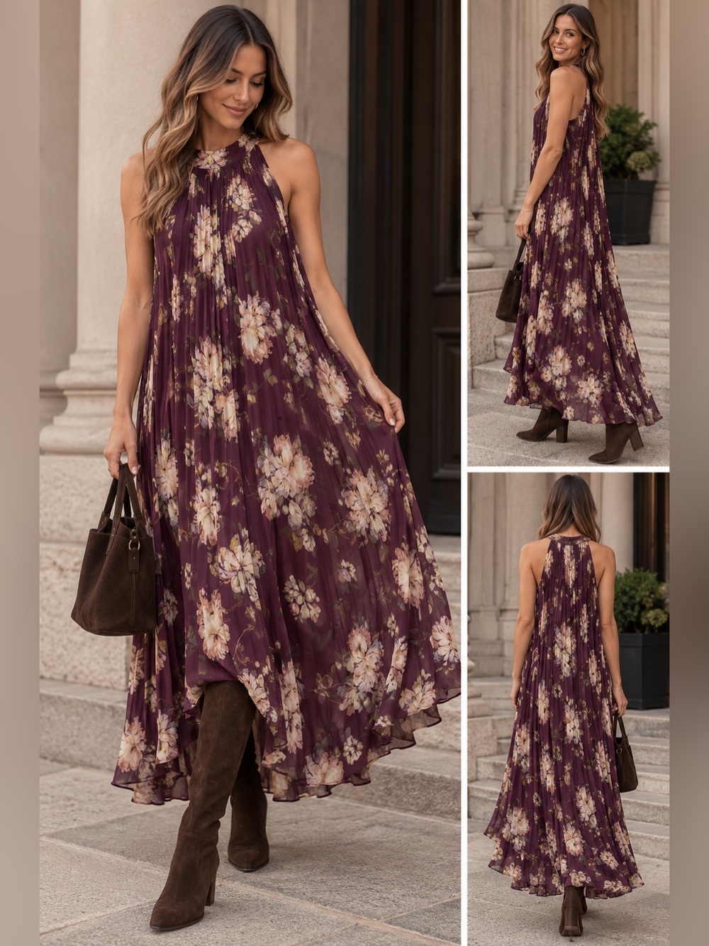 BHLDN Rosie Mock-Neck Pleated